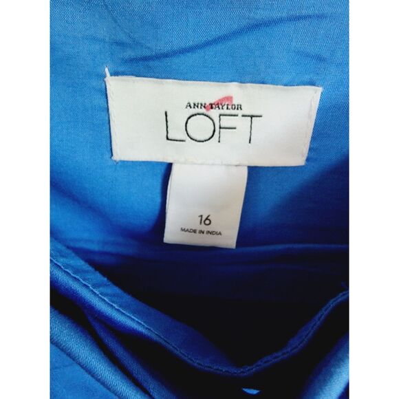 Ann Taylor Loft 16 Eyelet Embroidered‎ Cropped Tank Large Blue Slvless Side Zip - Picture 5 of 8